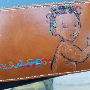 Womens genuine leather wristlet